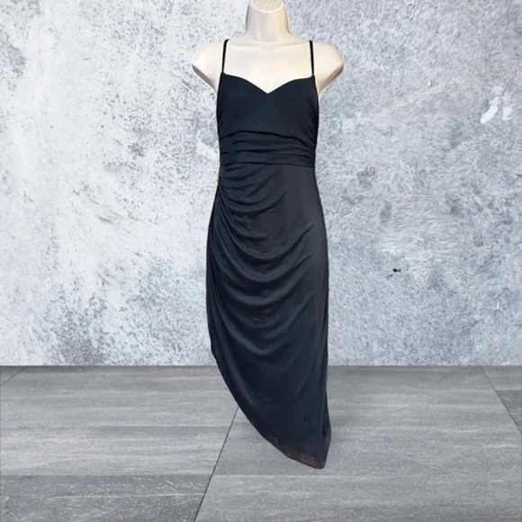 Azazie Dresses & Skirts - AZAZIE Kendall & Kylie Style: Lace-Up Back Mesh Midi Dress - NWT - Navy